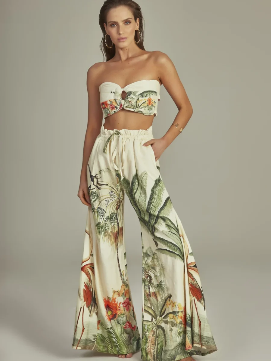 S2318L_S2309L Frente_Empress Brasil_ Pantalona e Top Cropped_Estampa Tropical